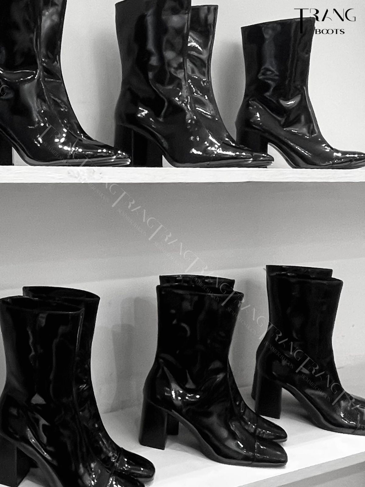 ANKLE BOOTS ZARA ĐẾ TRỤ DA BÓNG