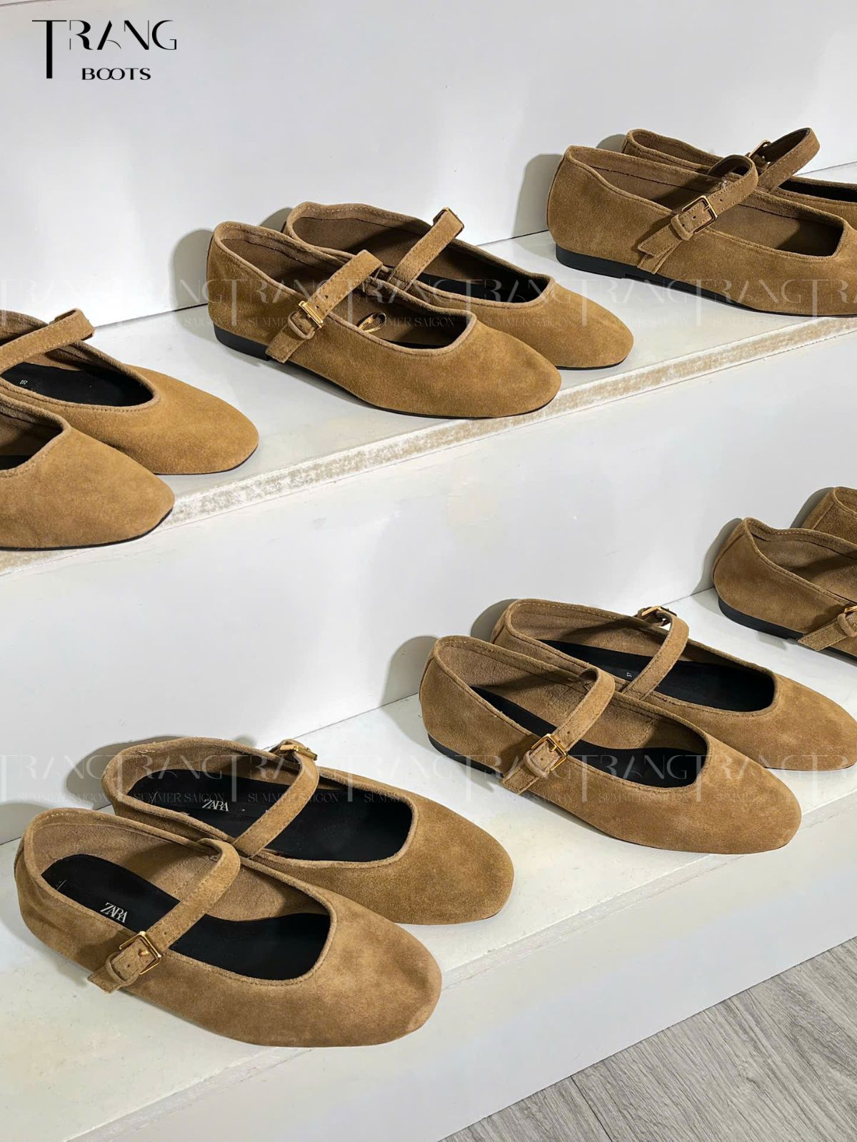 GIÀY MARY JANES BỆT DA THẬT MÀU NÂU