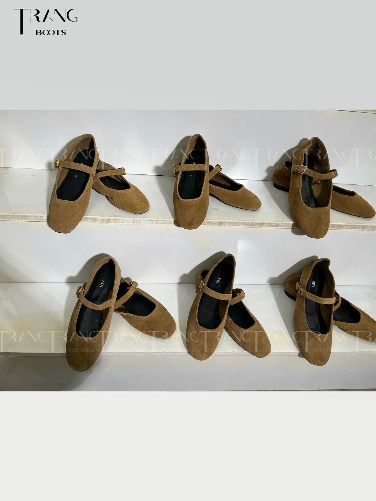 GIÀY MARY JANES BỆT DA THẬT MÀU NÂU