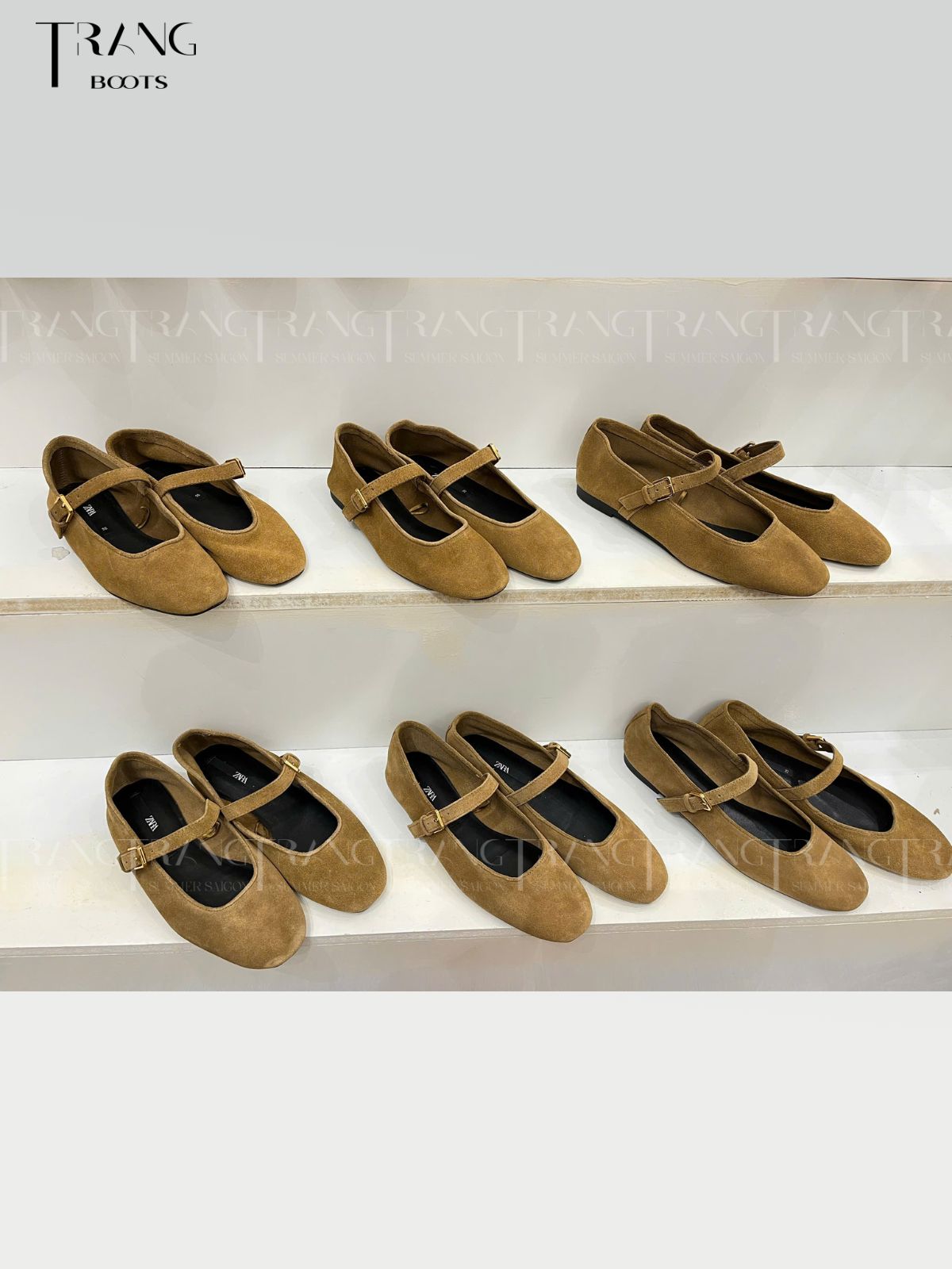 GIÀY MARY JANES BỆT DA THẬT MÀU NÂU