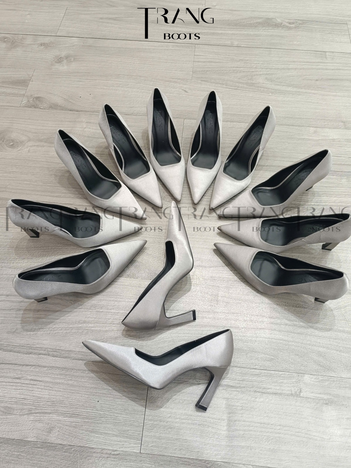 CHARLOTTE SATIN PUMPS - MOON SLIVER