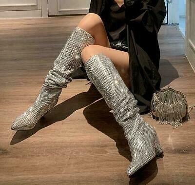 KNEE BOOTS DA ĐÍNH PHA LÊ GÓT TRỤ KHỐI
