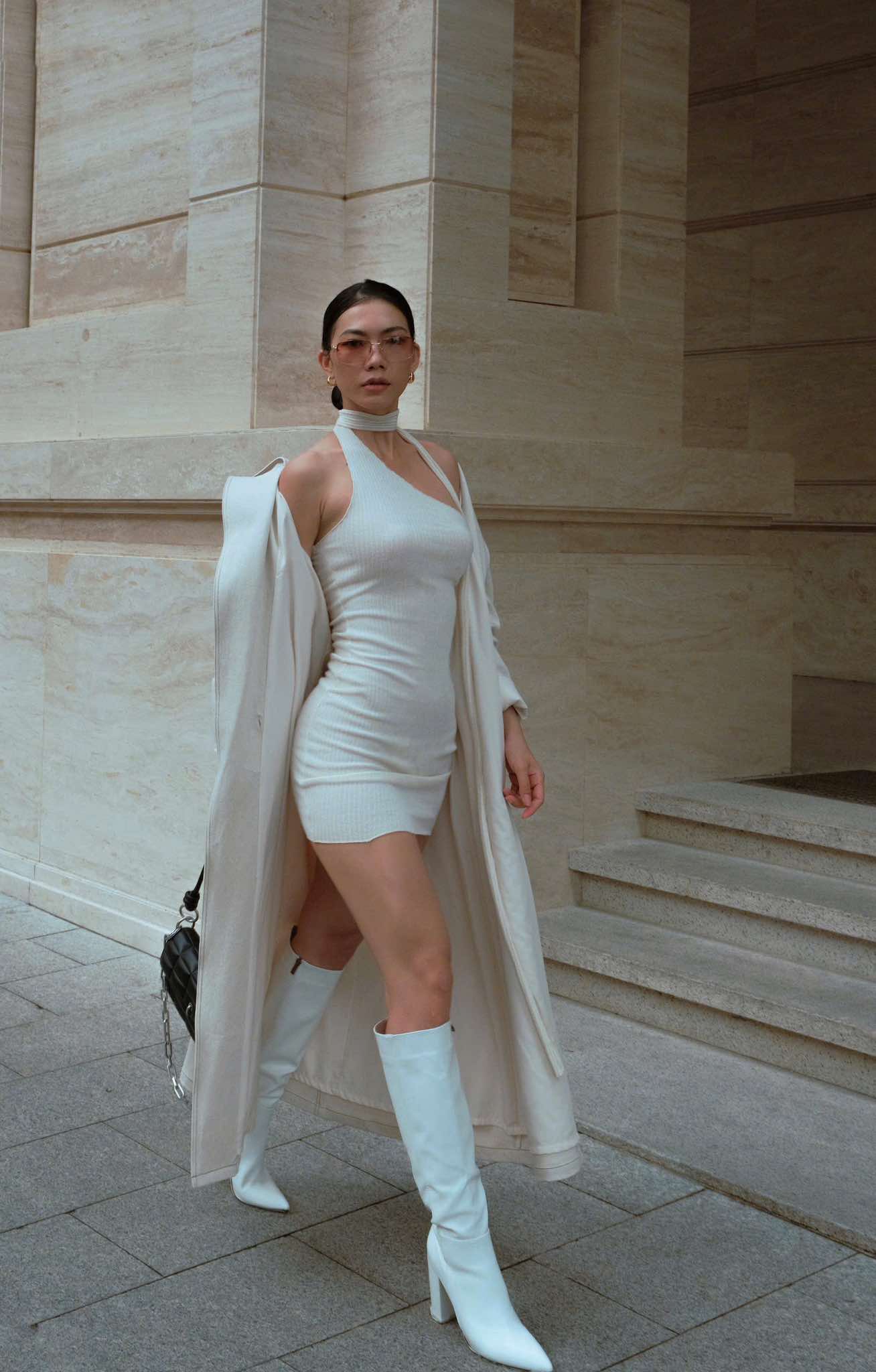 KNEE BOOTS DA MỜ MŨI NHỌN GÓT TRỤ