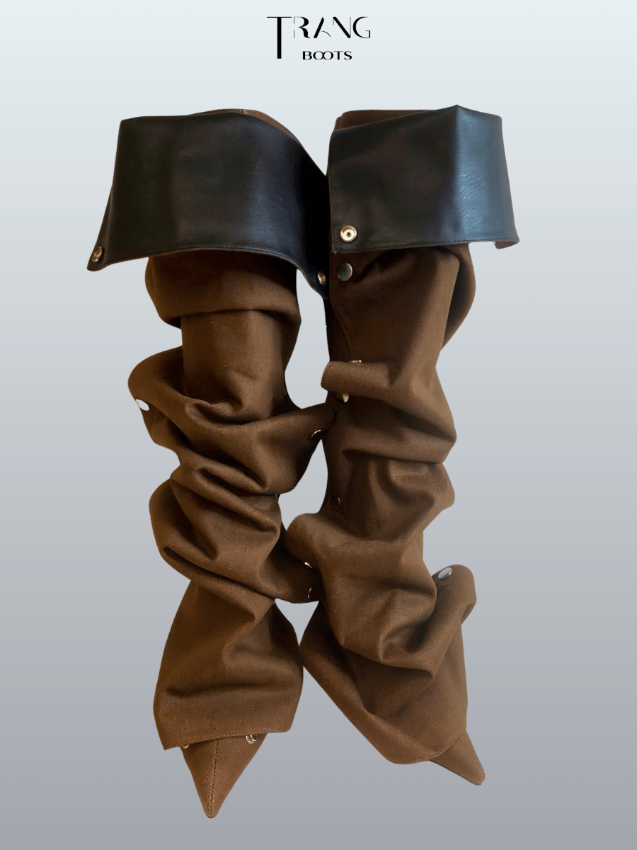 FANCY KNEE BOOTS PHOM NHÚN DENIM