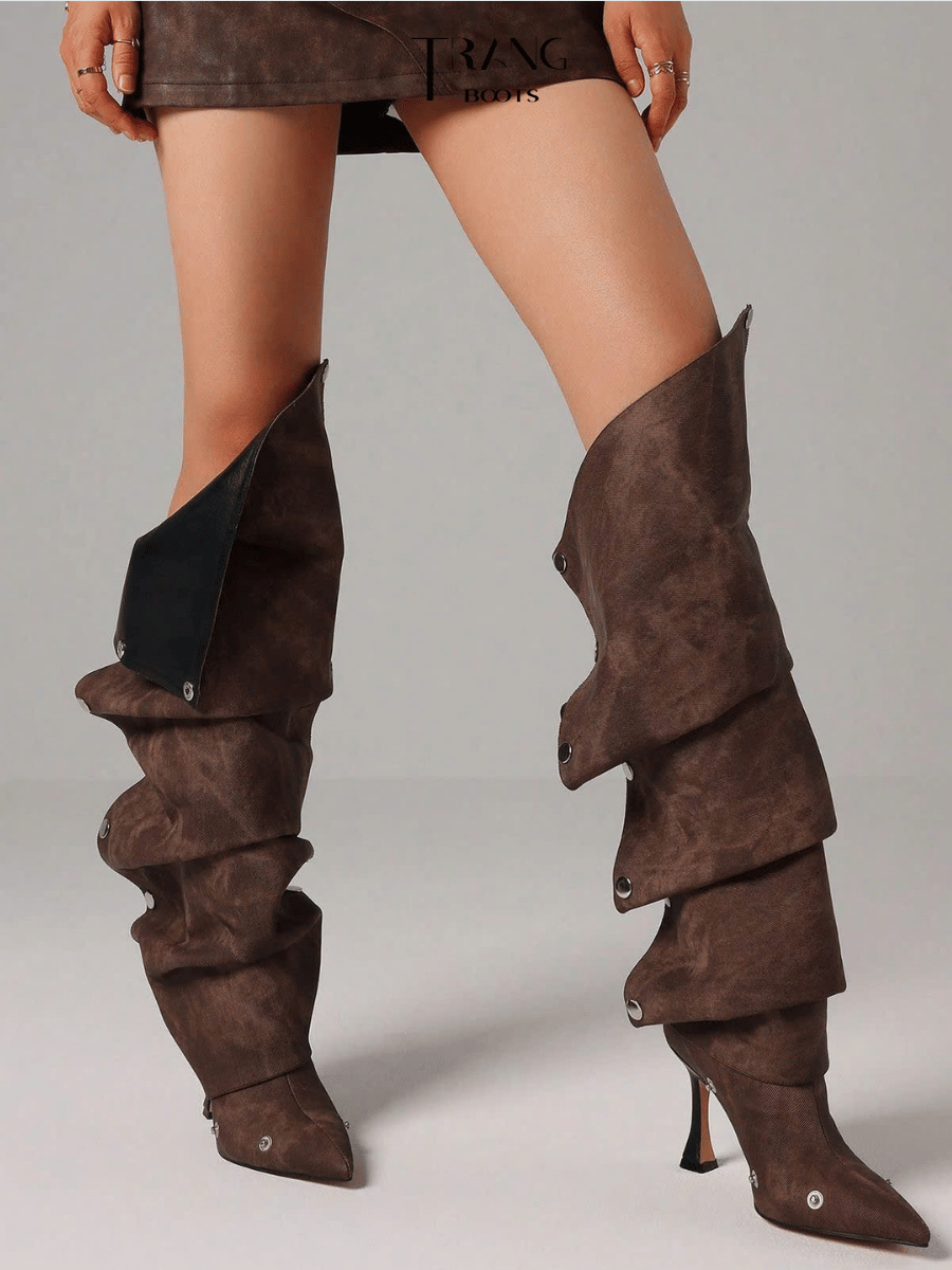 FANCY KNEE BOOTS PHOM NHÚN DENIM