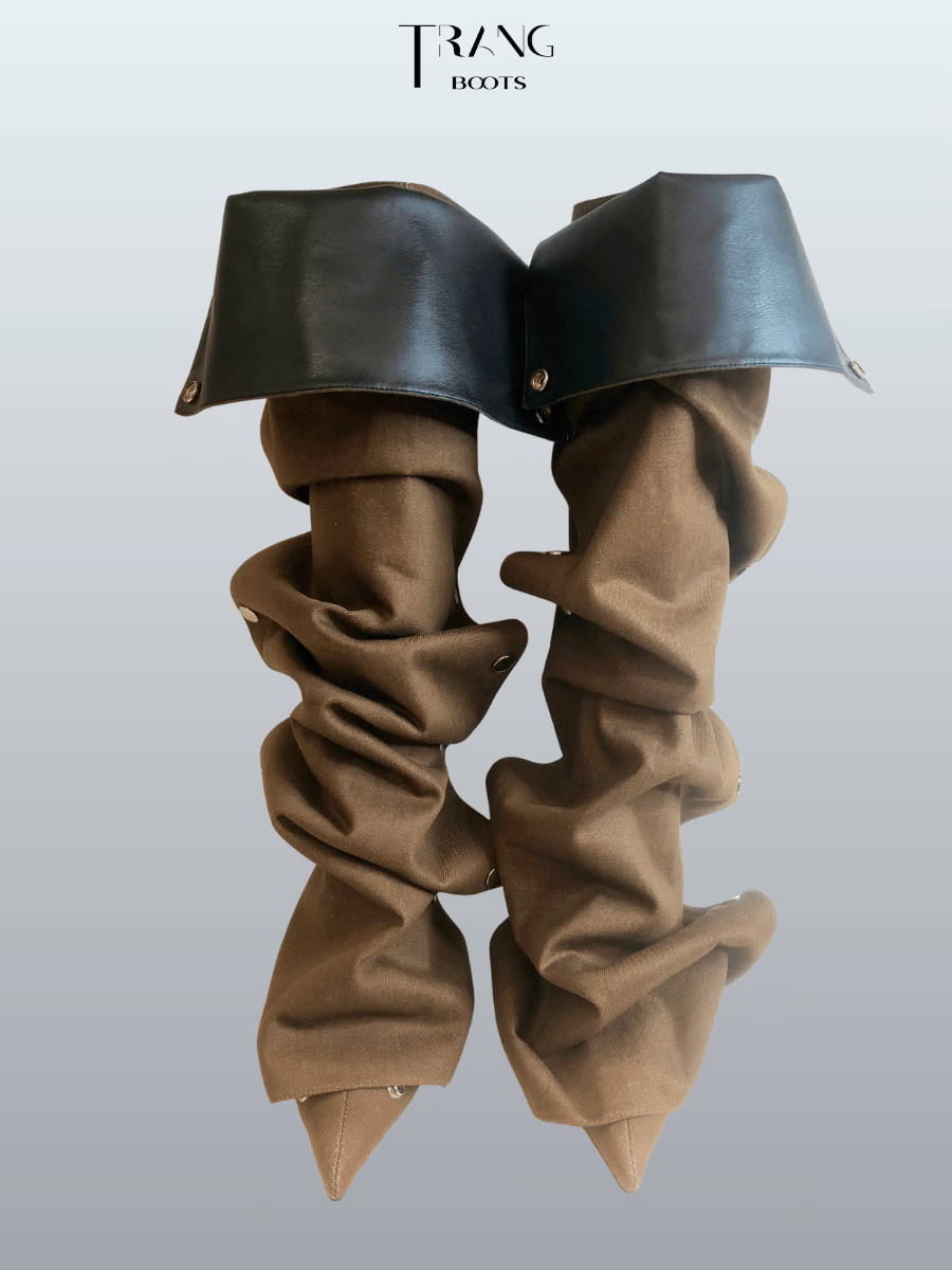 FANCY KNEE BOOTS PHOM NHÚN DENIM