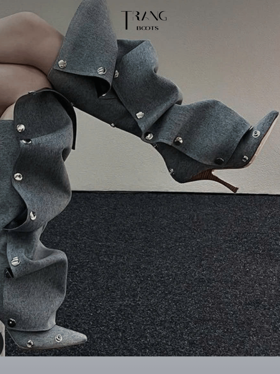 FANCY KNEE BOOTS PHOM NHÚN DENIM