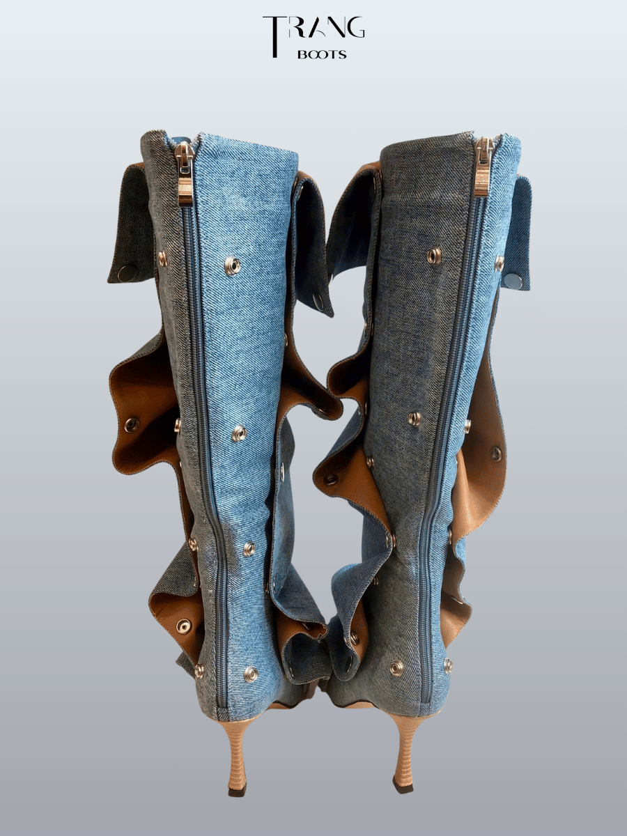 FANCY KNEE BOOTS PHOM NHÚN DENIM