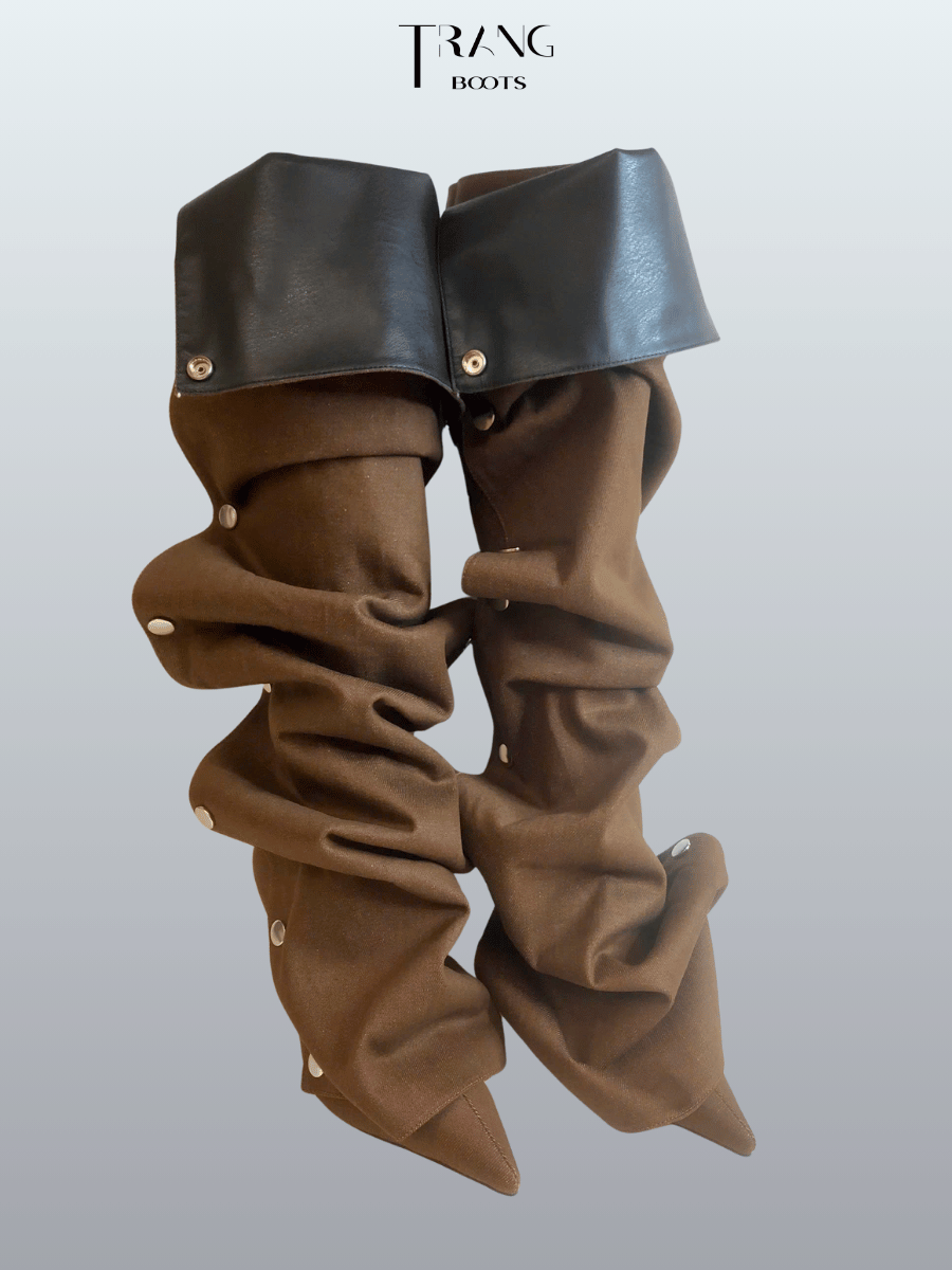 FANCY KNEE BOOTS PHOM NHÚN DENIM