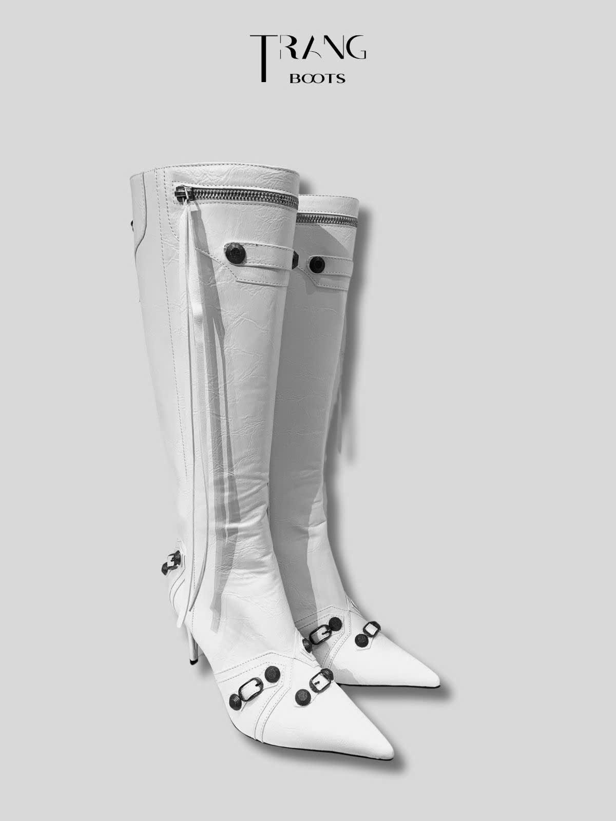 KNEE BOOTS MŨI NHỌN ĐÍNH ĐÁ CÁ TÍNH