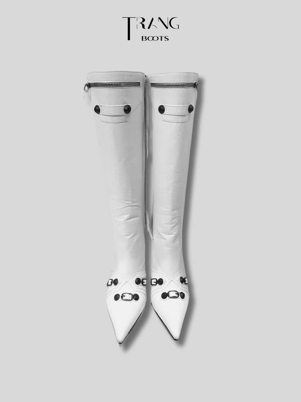 KNEE BOOTS MŨI NHỌN ĐÍNH ĐÁ CÁ TÍNH