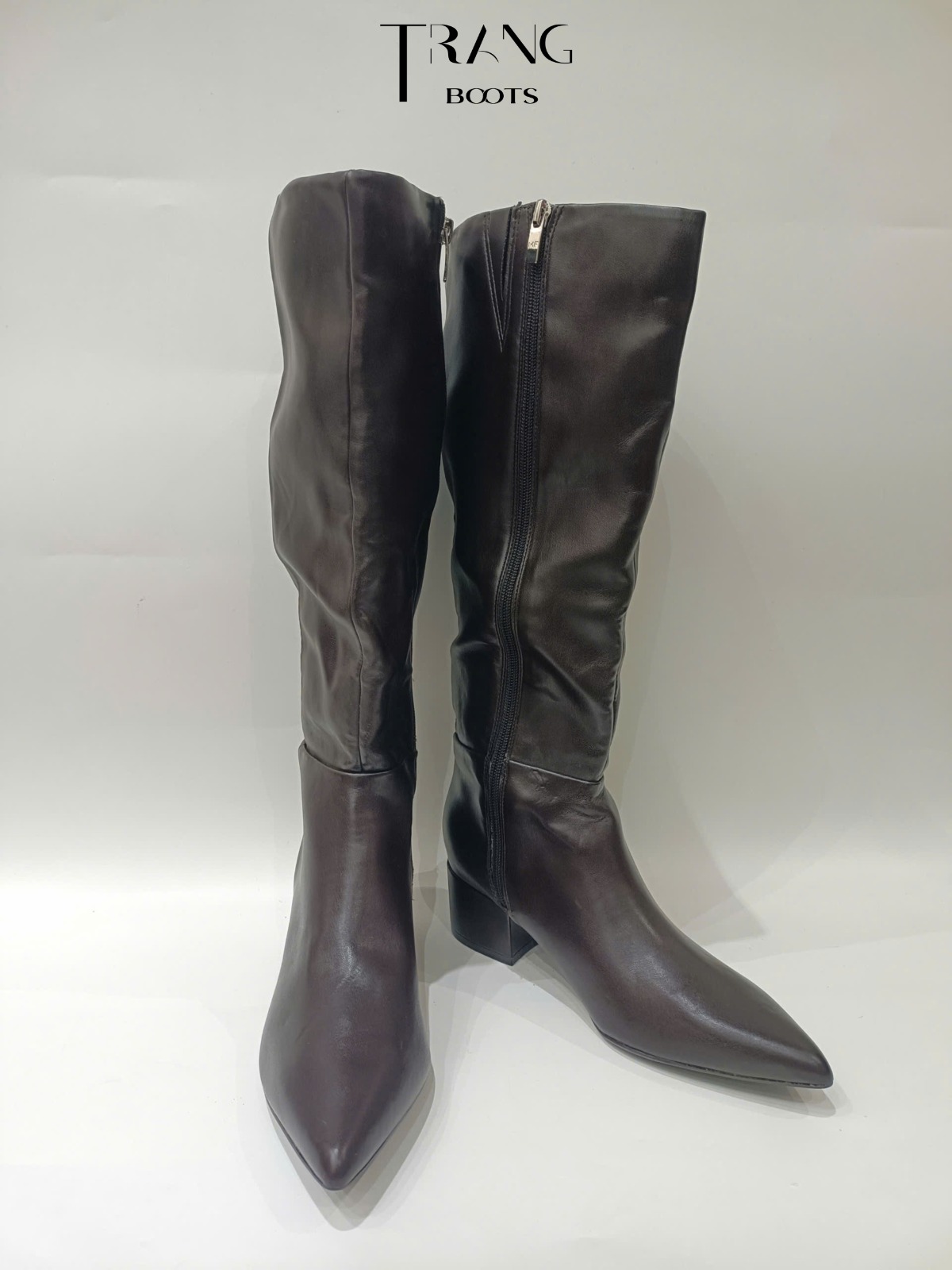 KNEE BOOTS MŨI NHỌN NÂU