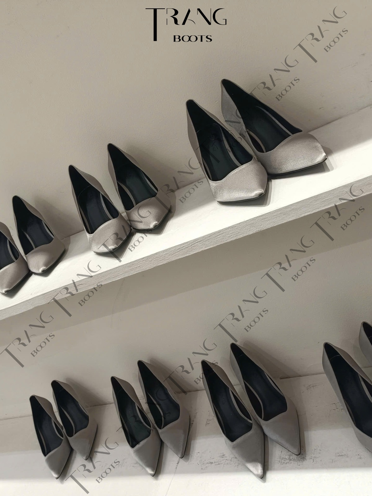 CHARLOTTE SATIN PUMPS - MOON SLIVER
