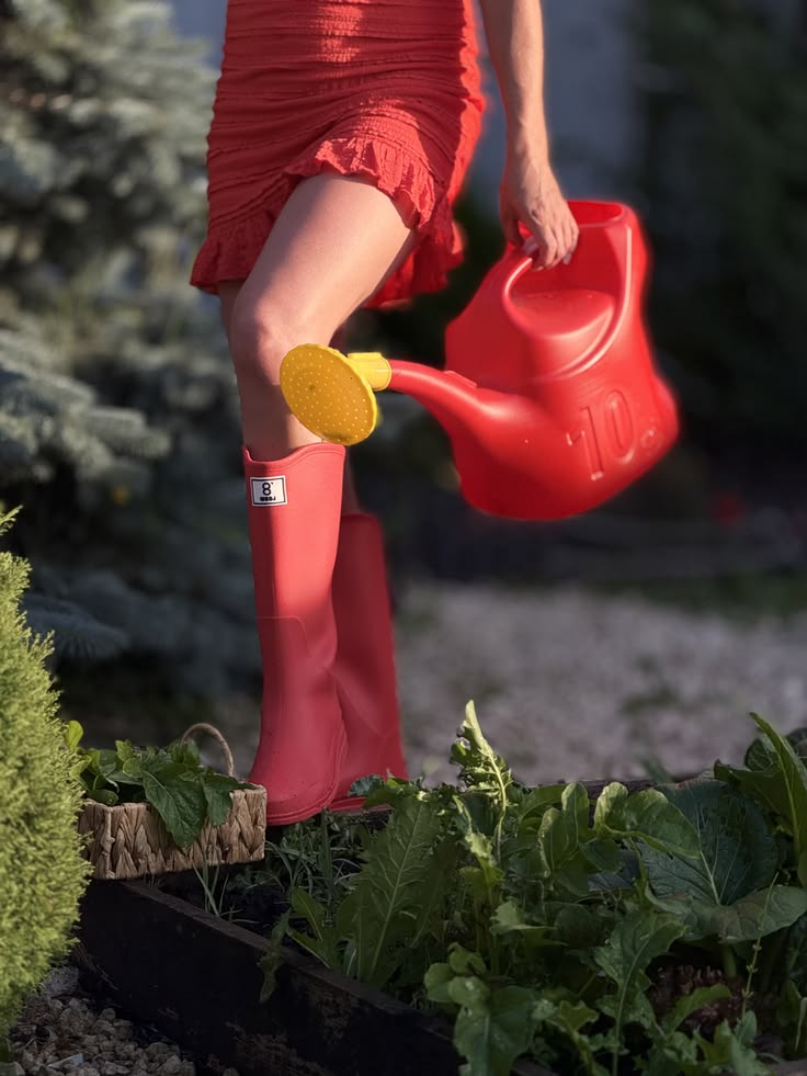 CRIMSON TALL RAIN BOOTS - ỦNG CAO SU CỔ CAO MÀU ĐỎ