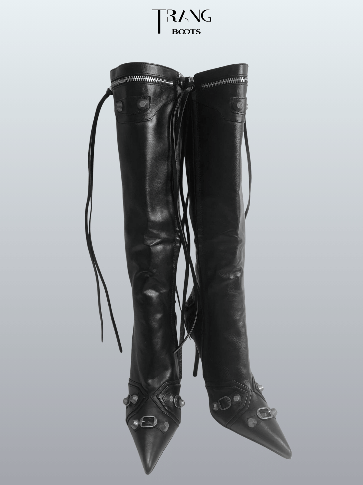 KNEE BOOTS MŨI NHỌN HOA TIET