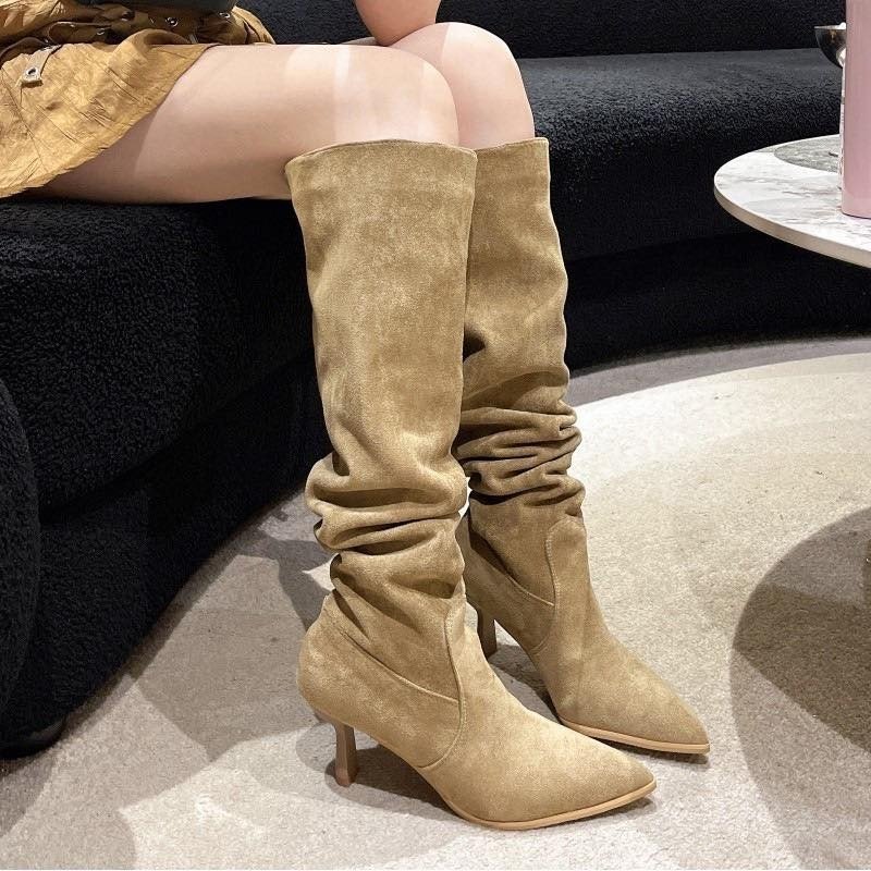 FASHION UNDER KNEE BOOTS 2 IN 1 - BOOTS DƯỚI GỐI DA LỘN THỜI TRANG