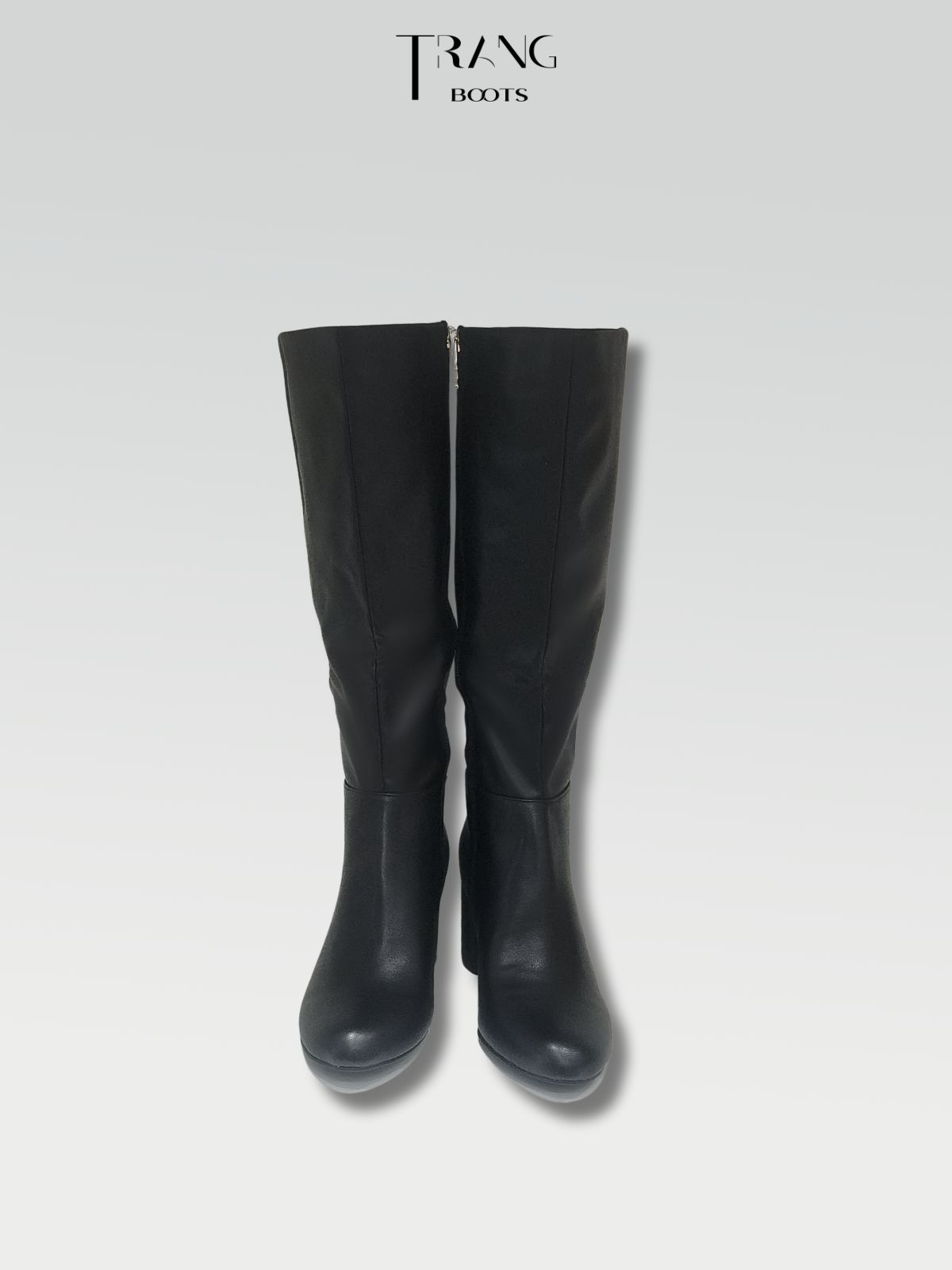 GIÀY BOOT CAO TỚI GỐI KHÓA KÉO MÀU ĐEN