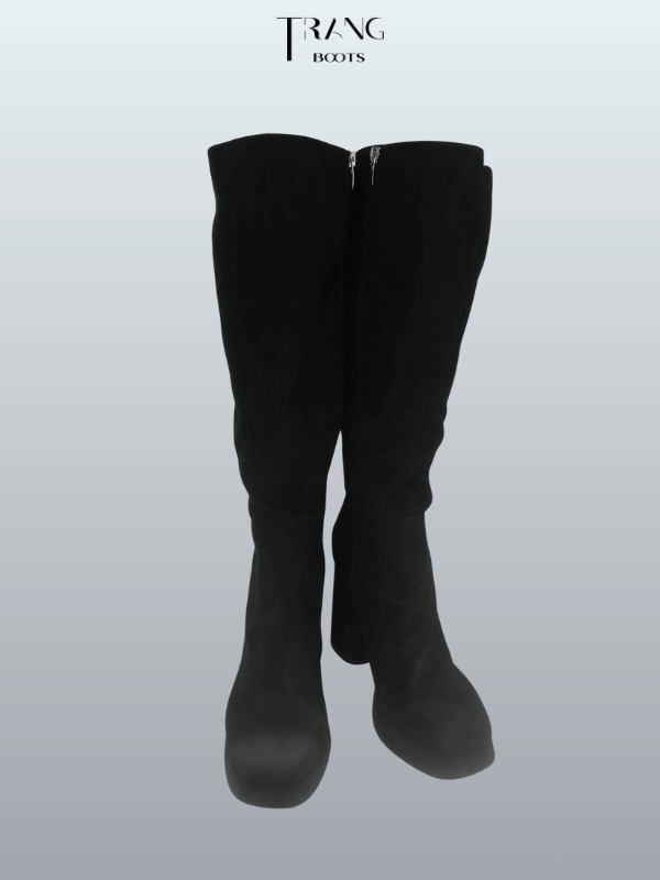 KNEE BOOTS DA LỘN GÓT TRỤ ĐẾ ĐÚP