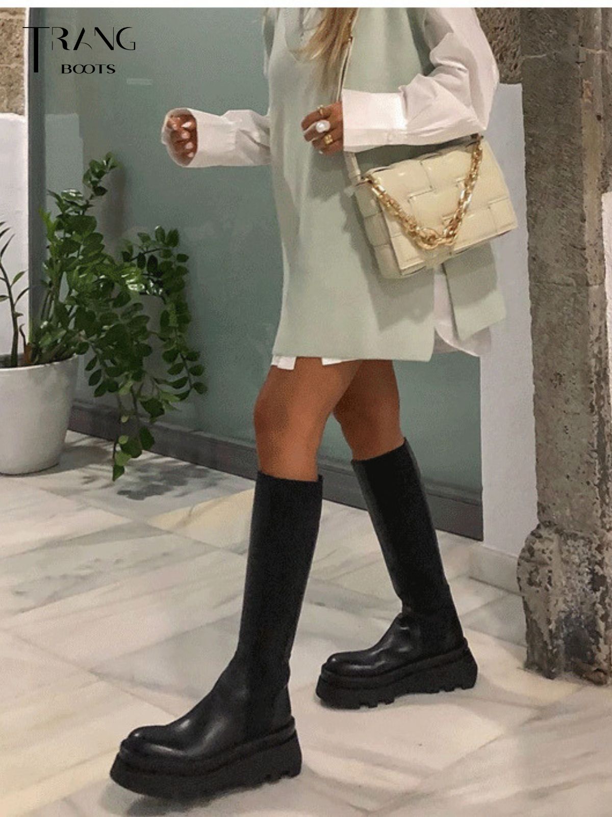 PLATFORM KNEE BOOTS - BOOTS GỐI DÁNG ĐẾ BÁNH MÌ CÓ CHUN HAI BÊN