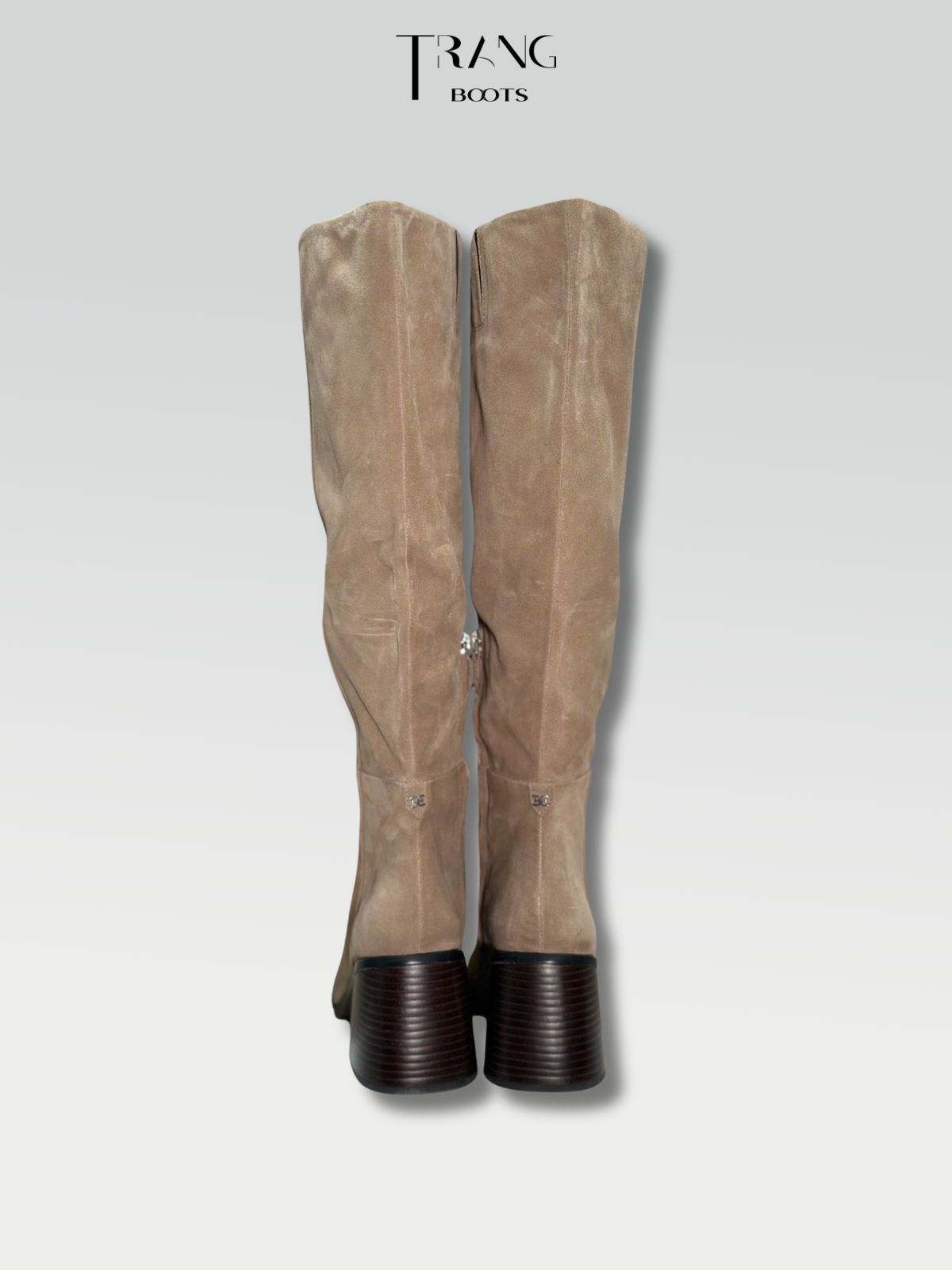 LEATHER KNEE BOOTS SAM ELDERMEN - KNEE BOOTS DA THẬT DA LỘN GÓT TRỤ MÀU BEIGE