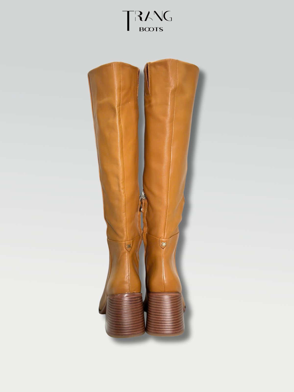 LEATHER KNEE BOOTS SAM ELDERMEN - KNEE BOOTS DA MỜ GÓT TRỤ MÀU NÂU BÒ