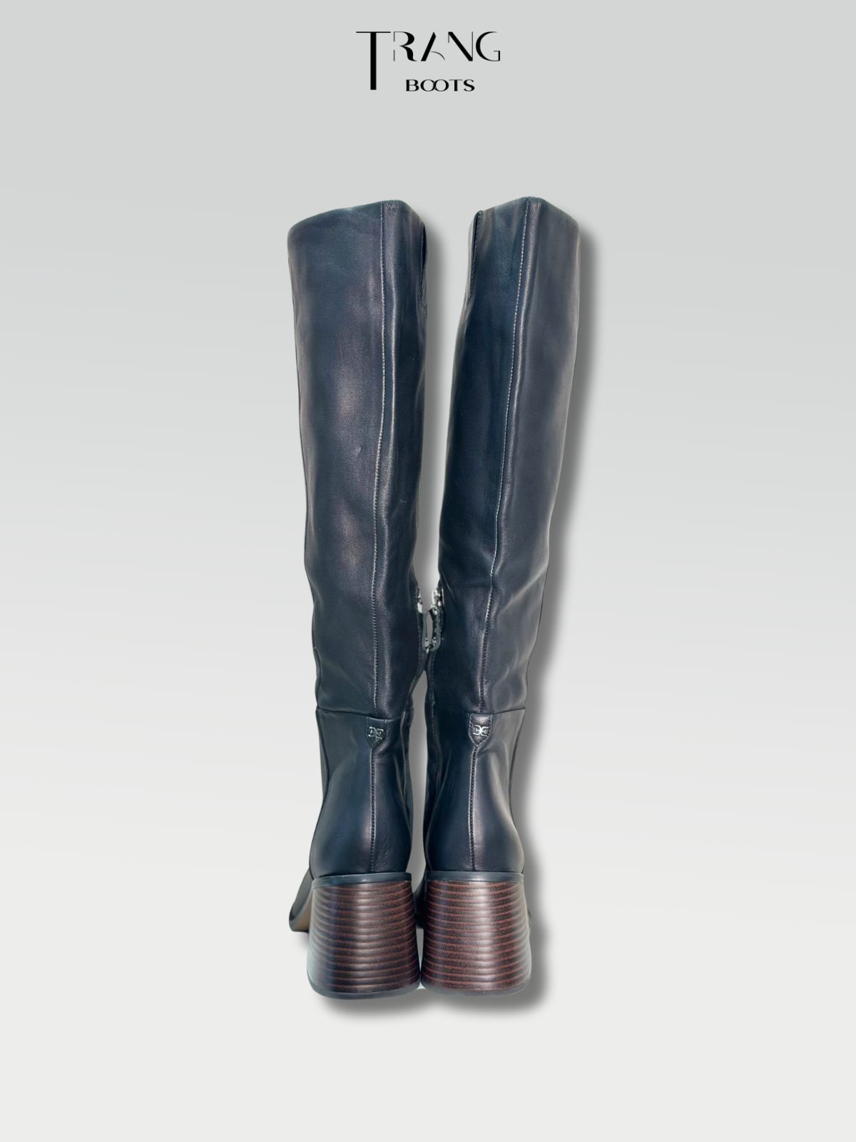 LEATHER KNEE BOOTS SAM ELDERMEN - KNEE BOOTS DA THẬT GÓT TRỤ MÀU ĐEN