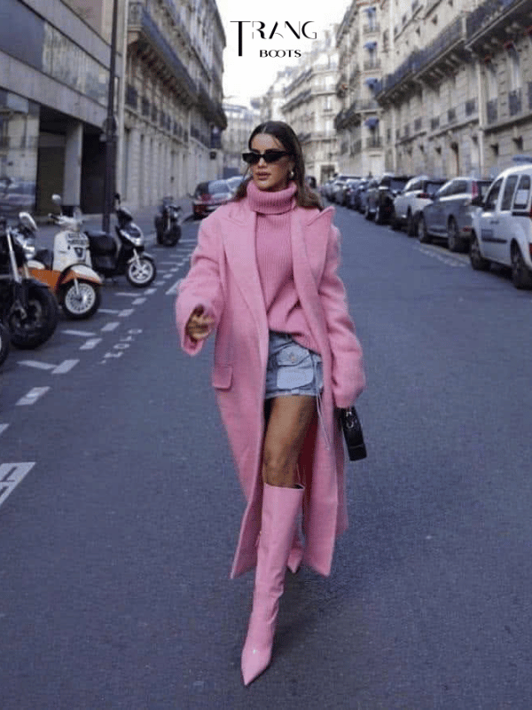 KNEE BOOTS MŨI NHỌN DA RẮN GÓT NHỌN