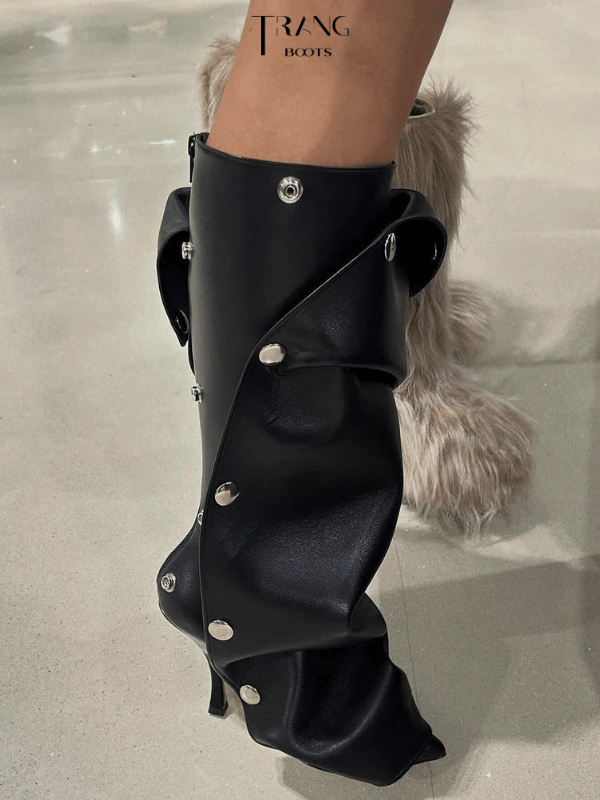 FANCY KNEE BOOTS PHOM NHÚN DENIM