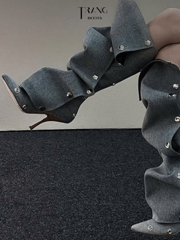 FANCY KNEE BOOTS PHOM NHÚN DENIM