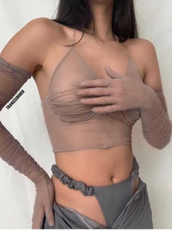 ÁO CROPTOP LƯỚI KÈM BAO TAY