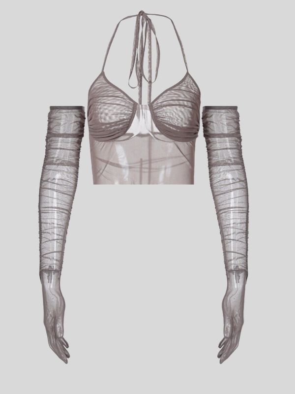 ÁO CROPTOP LƯỚI KÈM BAO TAY