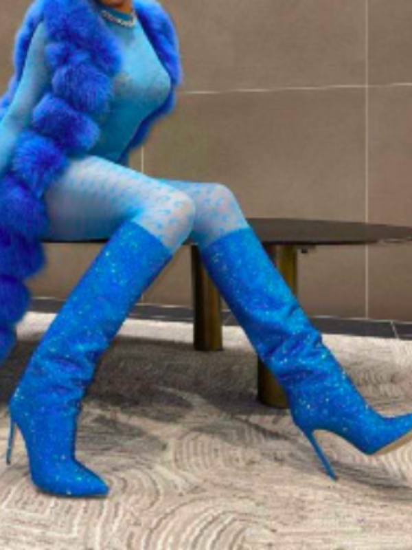 KNEE BOOTS MŨI NHỌN ĐÍNH ĐÁ