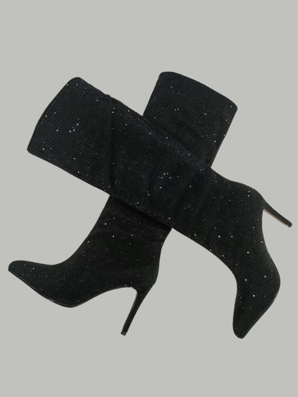 KNEE BOOTS MŨI NHỌN ĐÍNH ĐÁ