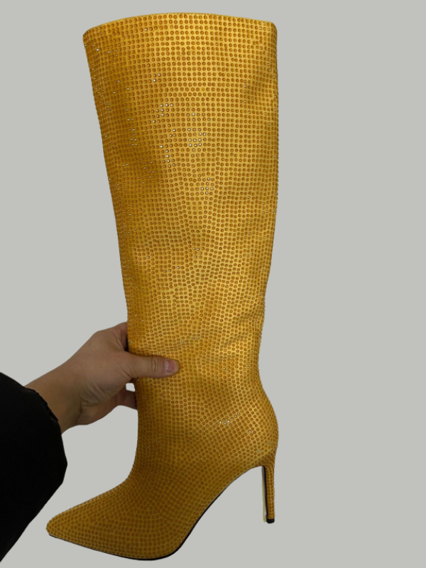 KNEE BOOTS MŨI NHỌN ĐÍNH ĐÁ