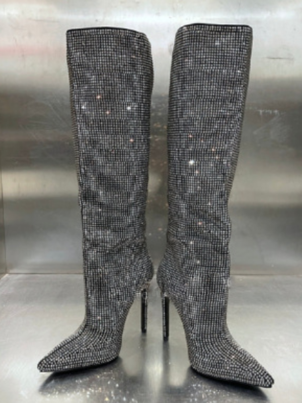 KNEE BOOTS MŨI NHỌN ĐÍNH ĐÁ