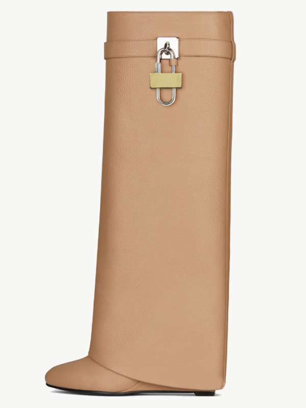 KNEE BOOTS DA MỜ MŨI TRÒN ĐẾ BỆT