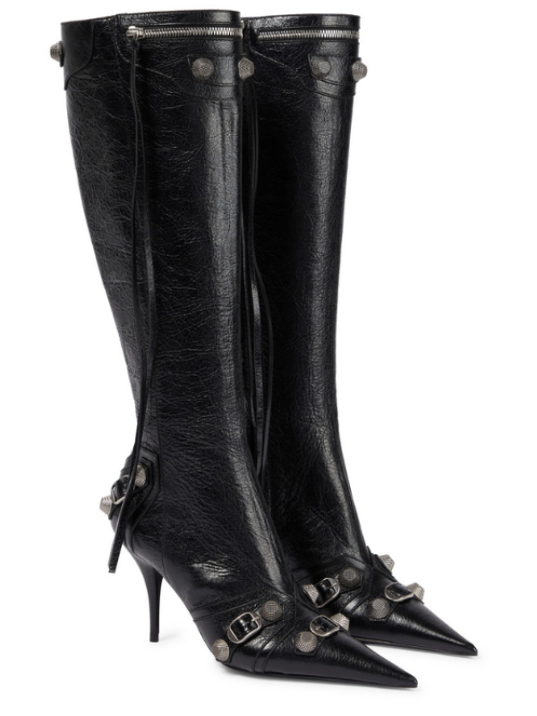 KNEE BOOTS MŨI NHỌN KHÓA KÉO HÔNG GÓT 9.5CM