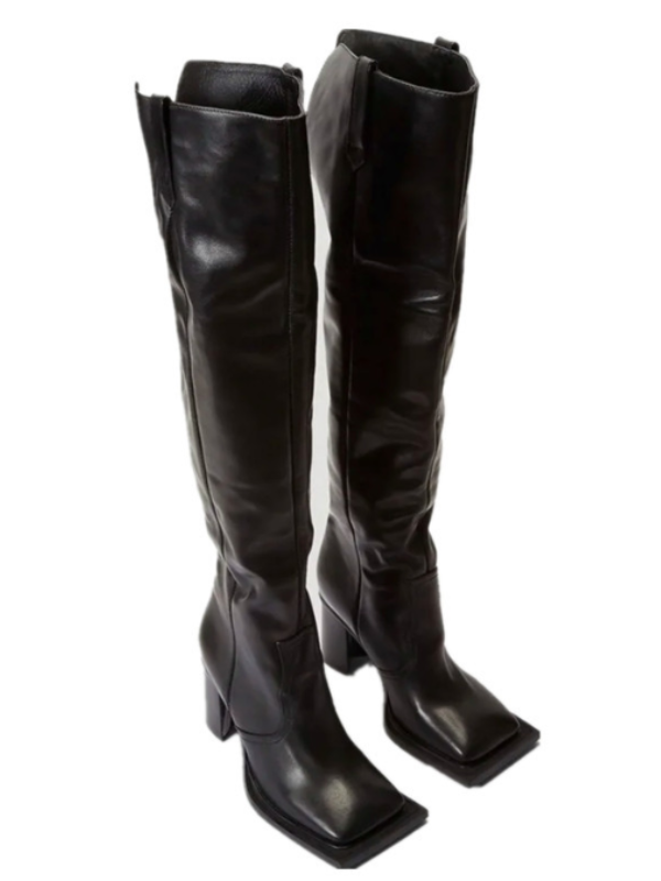 OVERKNEE BOOTS MŨI VUÔNG DA MỜ GÓT TRỤ 6CM