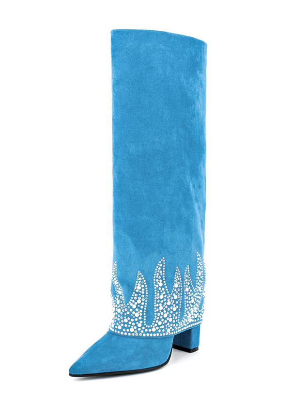 KNEE BOOTS DA LỘN ỐNG LẬT