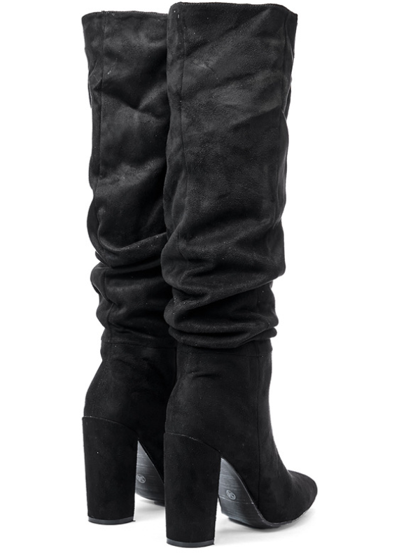 KNEE BOOTS DA LỘN MŨI NHỌN GÓT TRỤ