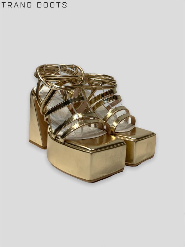 GIÀY CAO GÓT MŨI VUÔNG DÂY QUẤN ĐẾ TRỤ