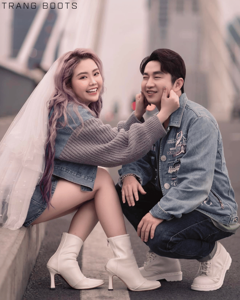 HIGHHEELS BOOTS DA MỜ MŨI VUÔNG GÓT TRỤ NHỎ