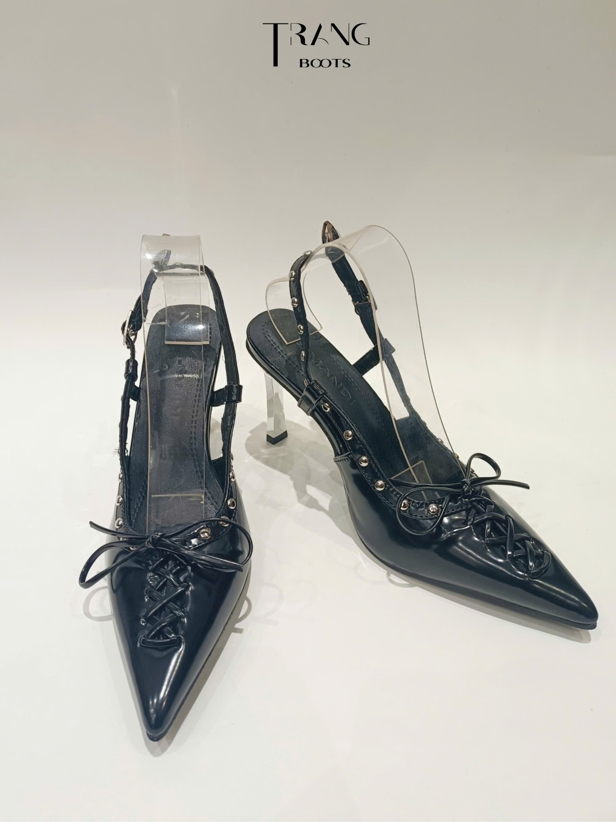 MIDNIGHT - LADY ÉLAN GIÀY CAO GÓT MŨI NHỌN GÓT KIM LOẠI ĐÍNH ĐÁ 10CM