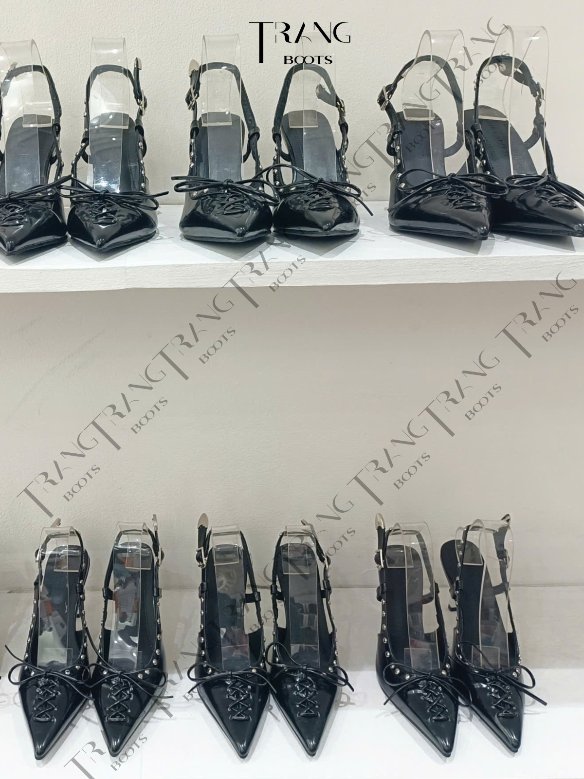 MIDNIGHT - LADY ÉLAN GIÀY CAO GÓT MŨI NHỌN GÓT KIM LOẠI ĐÍNH ĐÁ 10CM