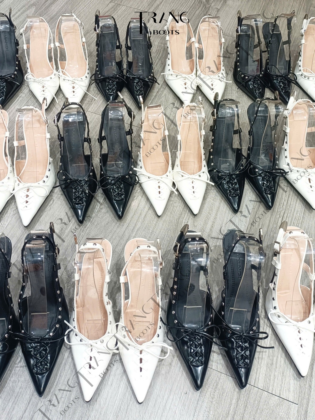 MIDNIGHT - LADY ÉLAN GIÀY CAO GÓT MŨI NHỌN GÓT KIM LOẠI ĐÍNH ĐÁ 10CM