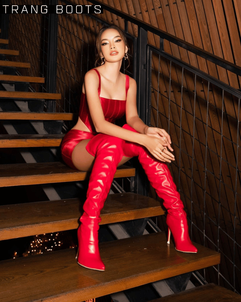 OVER KNEE BOOTS DA MỜ GÓT NHỌN KHÓA SAU
