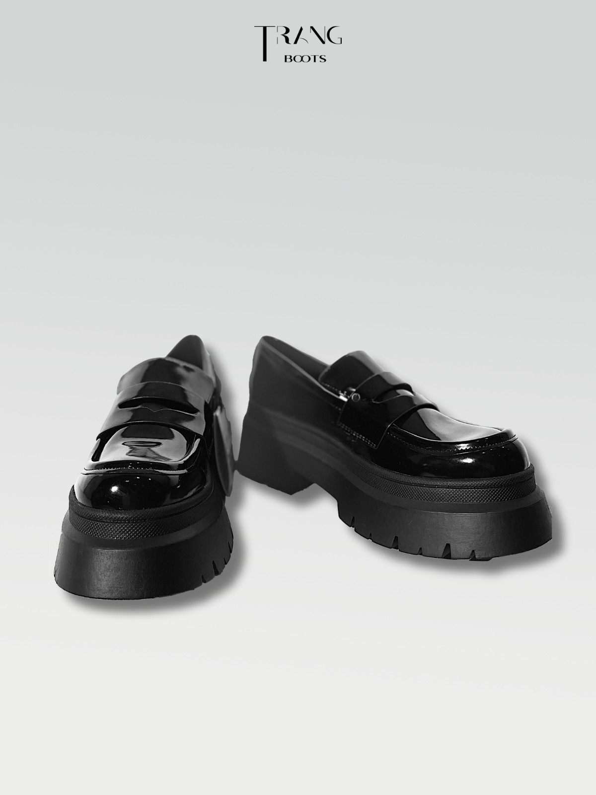 PULL&BEAR GLOSSY LEATHER LOAFERS BLACK - LOAFERS DA BÓNG PULL&BEAR ĐEN