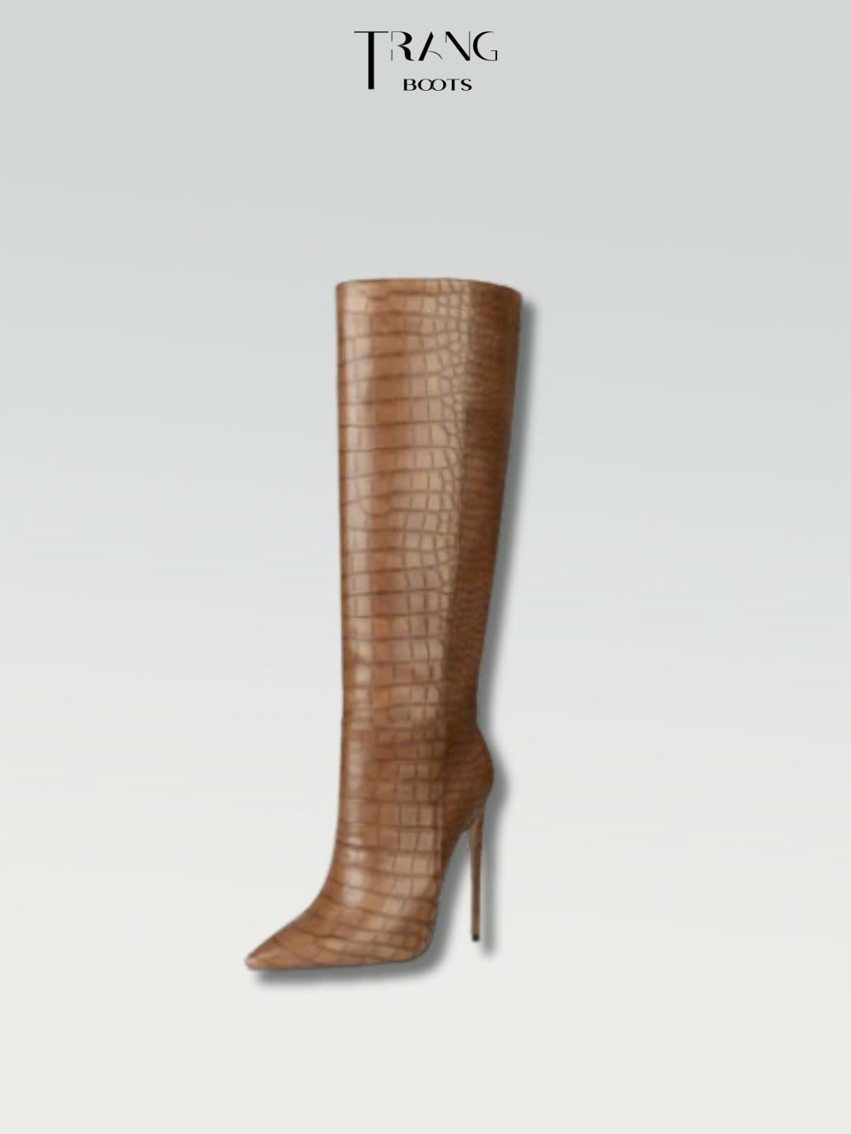 KNEE BOOTS MŨI NHỌN DA RẮN GÓT NHỌN