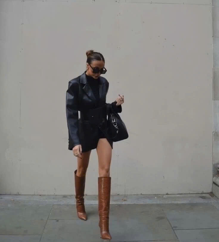KNEE BOOTS MŨI NHỌN DA RẮN GÓT NHỌN