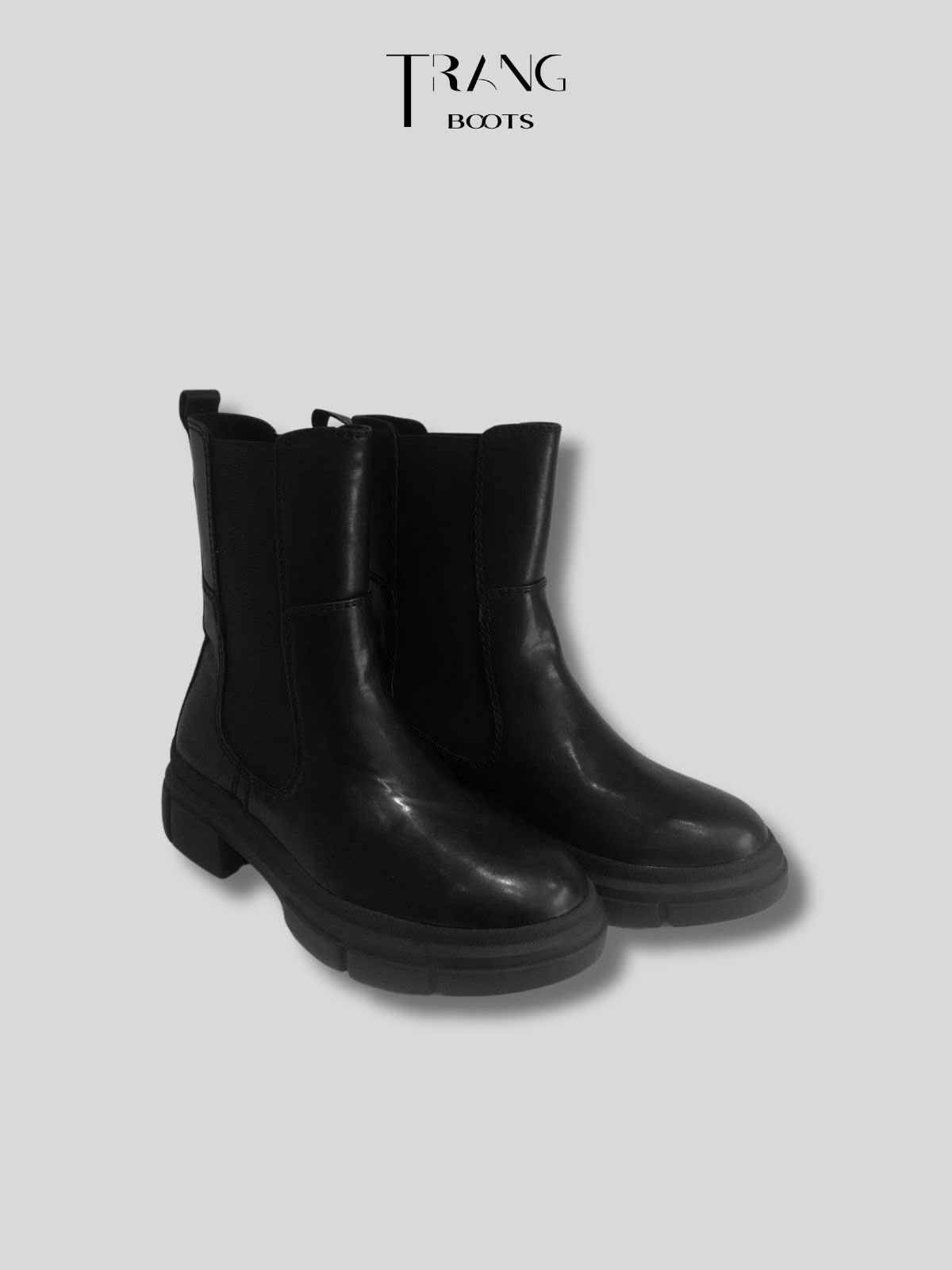 Womens Tommy Hilfiger Preppy Outdoor Black Boots/ Chelsea boots đế thấp màu đen